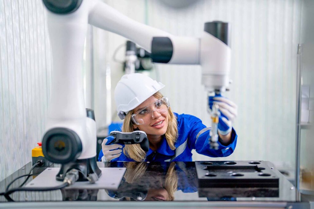 Technician with a robot