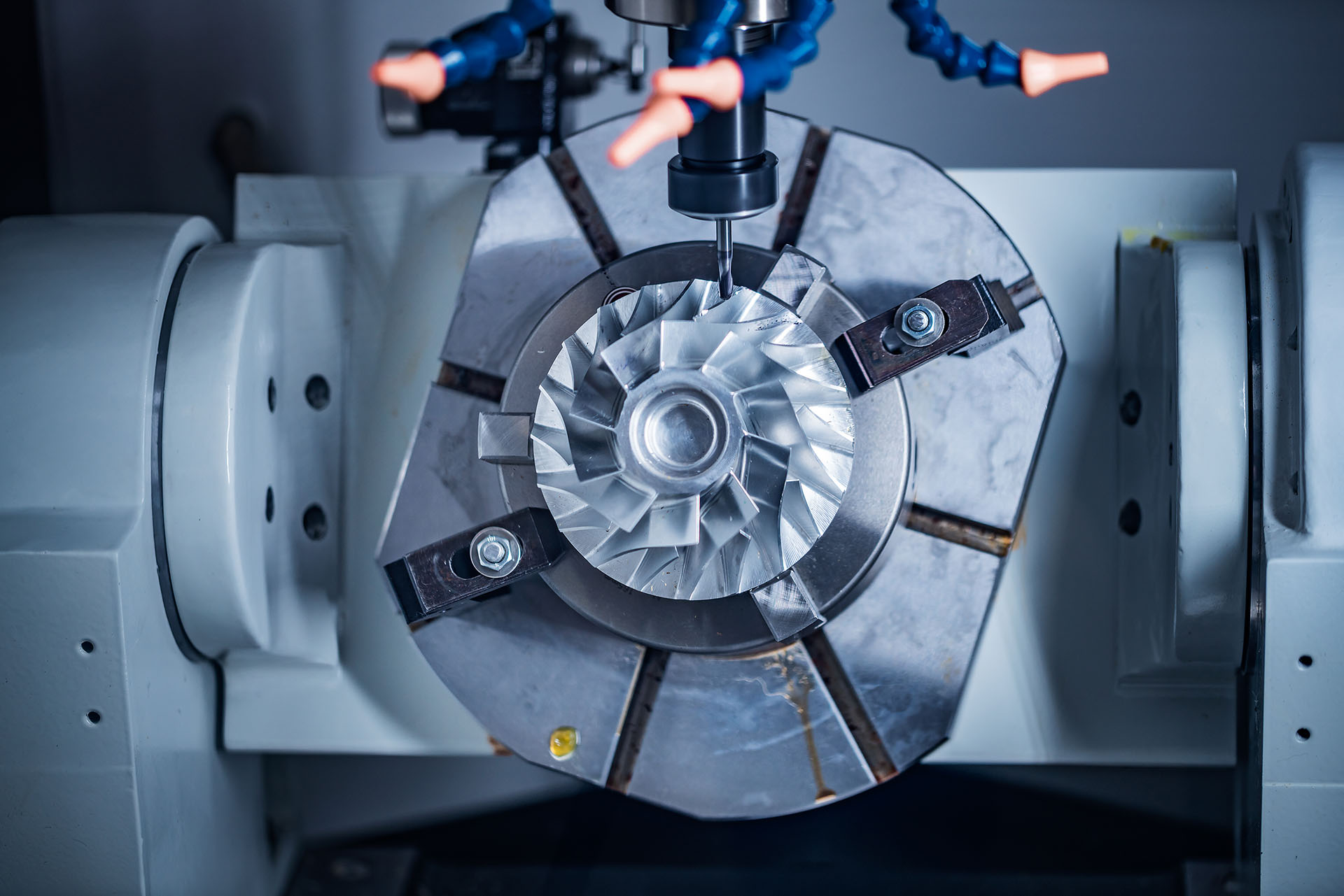 A multi-axis CNC milling machine in KeyPrecision